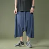 Men's Pants Chinoiserie Cotton Linen Loose Plus Size Baggy Crotch Summer Japanese Harajuku Casual Cropped Trousers Men Clothing