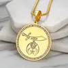 Hänge Halsband Anpassad Design Rostfritt Stål Guld Emalj Färg Frimurare Mason Masonic Shriner Symbol Berlocker För smycken