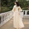 Ethnic Clothing Chinese Traditional Champagne Embroidered Bridesmaid Dress Women 2022 Spring Autumn Elegant Tang Suit Banquet Plus Size