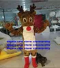 Brown Rudolph The Red Nose Reindeer Costume della mascotte Charlie Milu Deer Cartoon adulto Fiere Nuovo stile Nuovo zx2961
