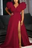 Plus Size Dresses Sheer Mesh Split Long Dress For Women V Neck Puff Sleeve Swing Sexy Oversize Vestidos Party Elegant Robes 2022