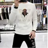 Western Gentleman Men's Hoodies Winter New Brand V-shaped Tiger Pattern Laser Hot Drill Design Sweater Casual Comfortable Round Neck Multi-Color Pullover M-4XL