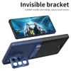 Samsung Galaxy S22 Ultra S22plus Bracket Metal Lens Protection Kickstand電話カバーのSlim PUレザーカードスロットホルダーケース