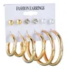 Stud Earrings Set Of 6 Exaggerated Bold Circle Crystal Pearl Big Ring Ear Trendy Women9671528