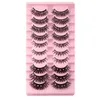 Faux cils épais bouclés à paillettes avec diamants croisés en désordre réutilisables faits à la main multicouches en vison Extensions de cils naturellement douces et vives