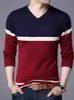 Sweaters para hombres Eridanus Autumn Winter Jóvenes Men Vhals Fashion Fit Slim Fit Allmatch Medium Grueso Color Destacación Sweater MZM111 J220915