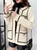 Kadın Yün Karışımları Zoki Sonbahar Kadınlar Ceket Uzun Kollu Göğüslü Tek Koreli Yumuşak Moda Düğmesi Ceket Beyaz Siyah Kış Katı Lady Giysileri 221113