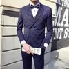 Męskie garnitury Kwiatowy wzór Jacquard Suit Men 2022 Slim Fit 3 sztuki męskie podwójnie piersi czarny zielony zielony impreza Prom Wedding Q534