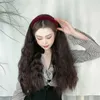 Perruques de cheveux pour femmes Dentelle Perruque Synthétique Femme Imitation Maïs Perm Curl Net Bande Rouge Cheveux Longs Demi-Casquette