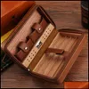 Cigar Accessories Cigar Accessories Portable Cedar Wood Humidor Leather Wrap Travel Case 4 Cigars Box Storage Humidors Humidifier Fo Dhvsn