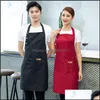 Aprons Adjustable Bib Apron Dress Plain Waterproof Oil Proof Front Pocket Chefs Butchers Bbq Home Kitchen Cook Craft 2183 V2 Drop De Dhuat