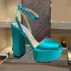 Sandały damskie buty wizytowe na wysokim obcasie sandały damskie luksusowi projektanci platforma obcas klasyczny trójkątna klamra zdobiony pasek na kostkę 13 cm moda kolacja szpilki