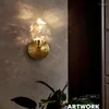 Lampes murales Cuivre moderne Grande lampe en cristal Classique Salon Chambre Mode Nordique Lumière TV Chevet Applique Lanterne intérieure