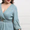 Plus Size Kleider Damen Großes Maxi Langes Übergroßes V-Ausschnitt Muslim Abend Party Festival Elegantes Kleid L-4XL