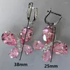 Boucles d'oreilles en peluche fleure esme accessoires de bijoux de mariage de mode pour les femmes nobles déposer la zircone cubique rose rhodium plaqué R521