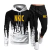 Sets Tracksuit Men Herfst Winter Hooded Sweatshirt Drawstring Outfit Sportswear 2023 Mannelijk pak pullover tweedelig set casual merk logo print