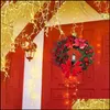 Christmas Decorations Christmas Decorations Elegant Red Wreath Champagne Gold Window Door Wall Ornament Home Ornaments Year 220909 D Dhcd7