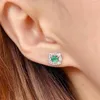 Stud Earrings Natural Emerald 925 Silver Two-color Electroplating Process High-end Luxury Style