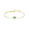 Vintage luxury synthetic emerald s925 silver bracelet women jewelry Korean fashion plated 18k gold exquisite bracelet accessories gift