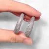 Pendientes de aro de Color plata brillante circón pavé grande para mujer 2022 tendencia declaración fiesta boda nupcial joyería de lujo