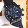 43mm Pilots Little Prince IW377714 Automatic Mens Watch Blue Dial No Chronograph Steel Case Brown Leather Strap Double Calendar New Watches HelloWatch E208