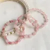 Braccialetti di cristallo naturale per le donne Braccialetti di vera piccola perla con pepite irregolari Pepite di ghiaia Pietra di quarzo rosa