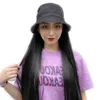 女性のヘアウィッグレース合成ティクトックライブウィグ帽子夏の女性ファッション黒いストレートヘアフィッシングキャップ