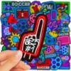 Pack of 50P Neon Soccer Stickers No-Duplicate Waterproof Vinyl Sticker for Luggage Skateboard Notebook Water Bottle Car Decals