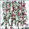 Decorative Flowers Wreaths Plastic Rose Flower Vine Wedding Fence Decorations Wall Pavilion Courtyard Garden Dried Artificial Flow Dhc0W