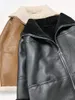 Women's Fur Faux Women Coat Autumn Winter 2022 Warm Turn-Down Collar Zipper 2 Colors Outerwear Ladies Loose Jacket