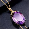 H￤ngen Golden 36CT Amethyst Color Oval Crystals Hanger Chaining Lady Bruiloft Jewellery 694 R2 Drop Delivery Home Garden Arts CRAF DHTKF