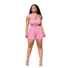 Survêtements pour femmes Summer Ruffles Plis Shorts Femmes Deux Pièces Ensemble Creux Sans Manches Crop Tops Gilet Sexy Beach Discothèque Tenues Dames