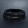 Pulseiras de charme pulseira retrô de várias camadas de aço inoxidável de aço inoxidável jóias masculinas