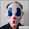 Mascheri per feste Joker Bank Mask Mask Clown Clown Masquerade Carnival Party Fancy Latex Gift Prop Accessorio Set di Super Hero Christmas Horror 2 Dhed9