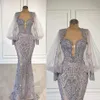 2023 Luksusowa syrena koronkowe sukienki wieczorowe z koraliki z długim rękawem sukienka na bal