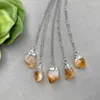 Pendant Necklaces NM36591 Raw Petite Citrine Nugget Silver Plated Necklace November Birthstone Rough Ombre Charm