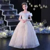 Robes longues de filles de fleur blanche pour le mariage avec des appliques de dentelle perles arc décolleté transparent fille robe de concours sexy dos anniversaire robe de communion pour enfants