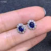 Kolczyki stadnorskie Kjjeaxcmy Fine Biżuteria 925 Srebrny Srebrny Inkrustowany Naturalny szafir Sapphire Sche Ear Studs Piękne wykrywanie wsparcia