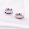 Brincos de garanhão variam 925 prata esterlina moda cor redonda zircão hoop tendência doce e simples senhoras arco-íris matchi