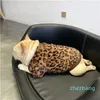 Lindo mascota cierre perro otoño invierno cálido leopardo Corgi felpa cepillado con capucha mascotas perros abrigo de algodón invierno