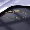 Vintage luxury synthetic emerald s925 silver bracelet women jewelry Korean fashion plated 18k gold exquisite bracelet accessories gift