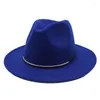 Berets Ozyc 2022 Women Wool Fedoras with Metal Ring Wide Brim Panama Hat Winter Warm Dark Jazz Caps Sombrero Sombrero