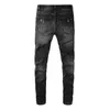 Men's Jeans Men's Cracked Bandana Patch Jeans Streetwear Paisley Printed Pleated Patchwork Biker Pants Skinny Tapered Stretch Denim Trousers T221102