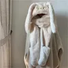 2022 Ny Fashion Scarf Hat Glove 3 -stycken Kvinnor Söt Big Ear Bunny Winter Warm Moft Thickning Pocket Hats Hooded GC1801