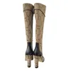 Womens Winter Knee High Boots 2022 New Fashion Elegant Shoes Block Heel Round Toe Hounine Leather Side Shipper