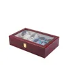 Watch Boxes 6 Slots Luxury Fashion Men Home Dark Red Color Box Top Quality Storage With Sunglasses Holder 200803-13