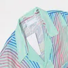 Casablanc-S 22SS Дизайнерские рубашки Masao San Print Mens Casual Frush Womens Свободная шелковая рубашка Короткие рукава