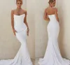 Long Mermaid Satin Wedding Dress Stretchy ärmlös snörning Back Ivory Vestidos de Novia Abendkleid brudklänning för kvinnor 2023