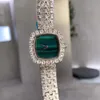 고급 18k 크리스탈 다이아몬드 시계 여성 기하학적 석영 사각형 손목 시계 화려한 어머니 진주 쉘 시계 스테인리스 스틸 시위 보석 31mm