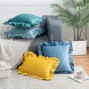 Pillow Solid Color Cover Velvet Plush Sofa Office Ruffled Throw Home Decoration Pillowcase 40819